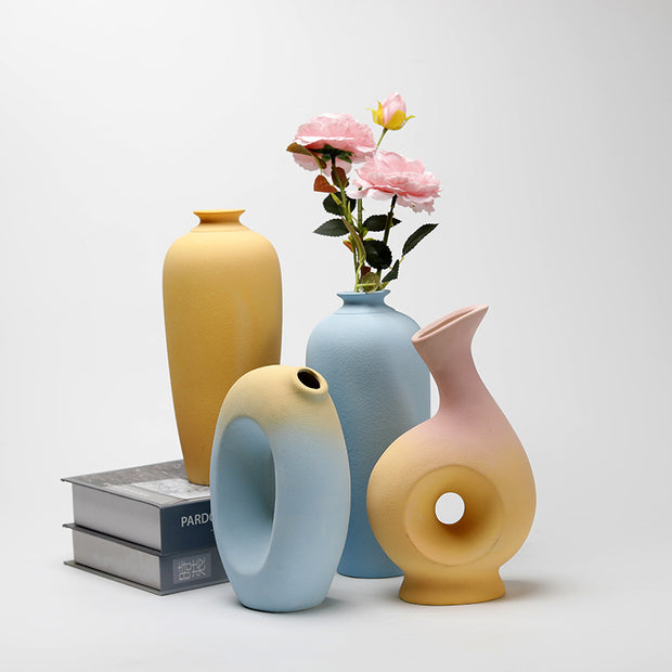 Ceramic Vase Creative Living Room Dried Flowers Flower Arrangement Floral Decorations
